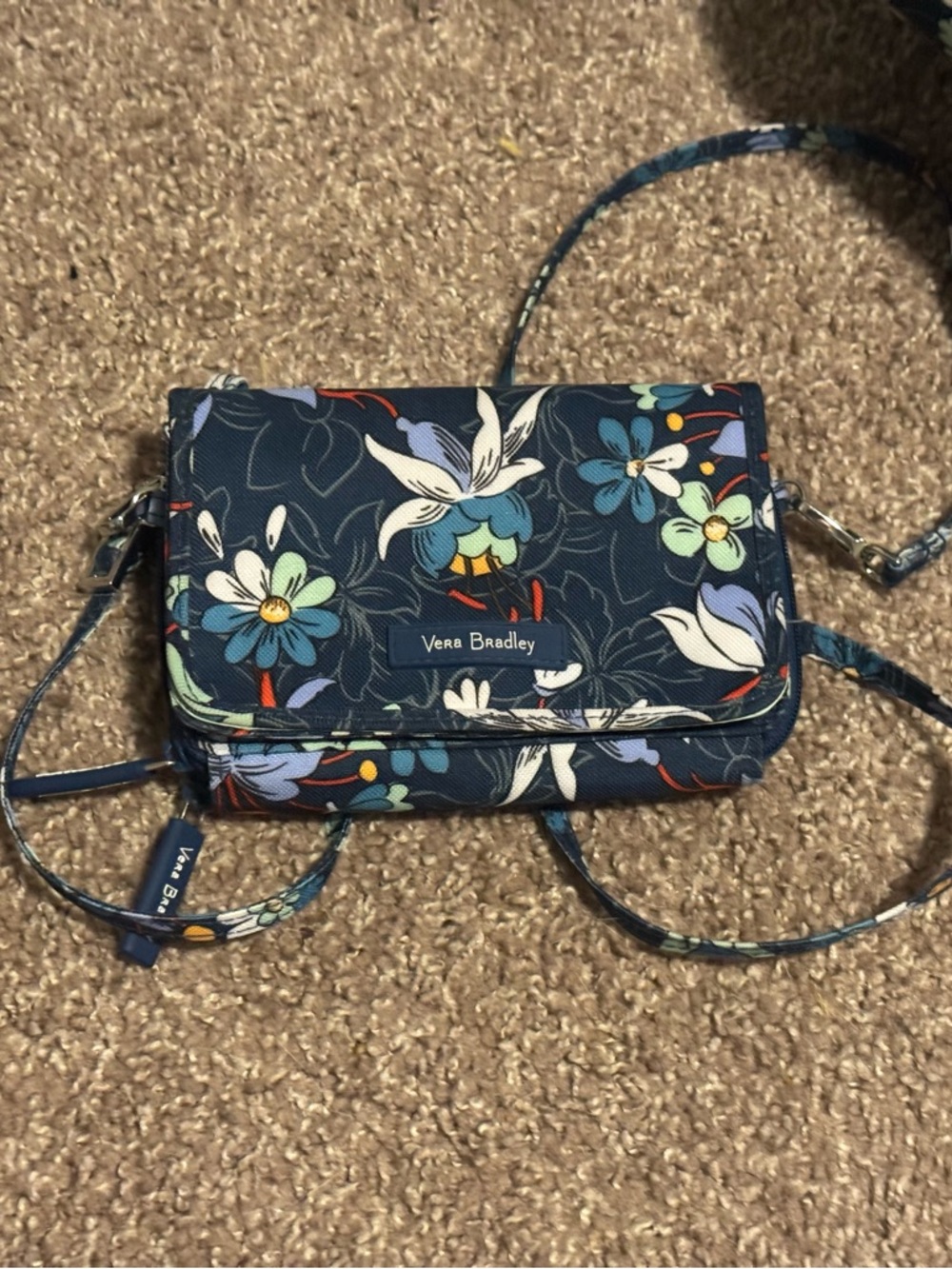 Vera Bradley Navy Floral Crossbody Wallet